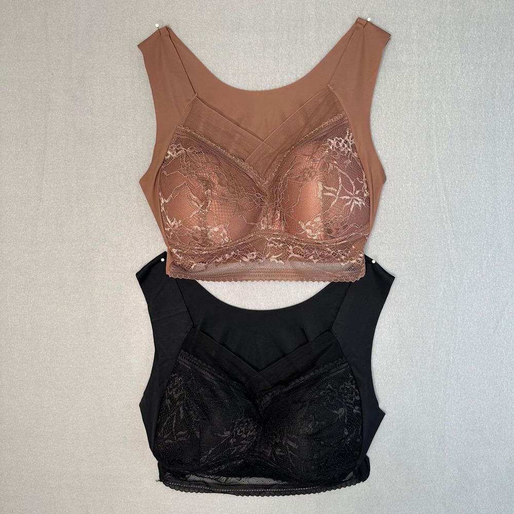 Lot of 2/Lace‎ Bralette Tank Top Wireless Sleep Bra Comfort Lounge Bra Top
